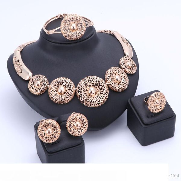 

ouhe nigerian beads wedding jewelry set bridal dubai gold plated necklace earring ring jewelry sets african beads jewelry set, Slivery;golden