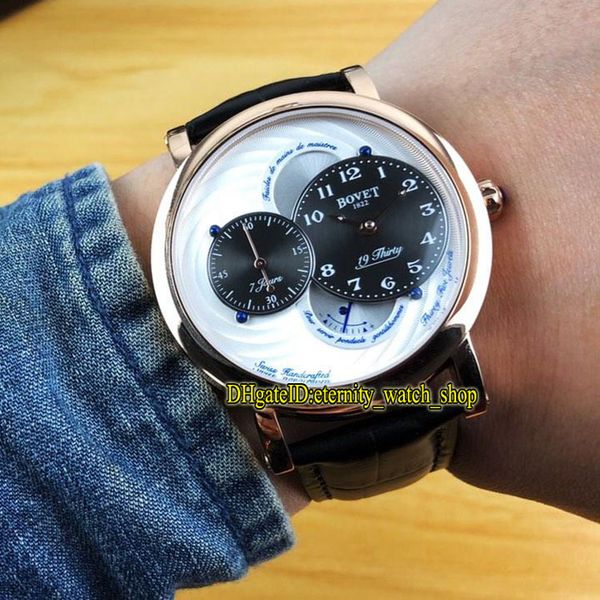 

8 color bovet 19thirty dimier rnts0008 black dial automatic mens watch rnts0001 rose gold case leather strap gents watches, Slivery;brown