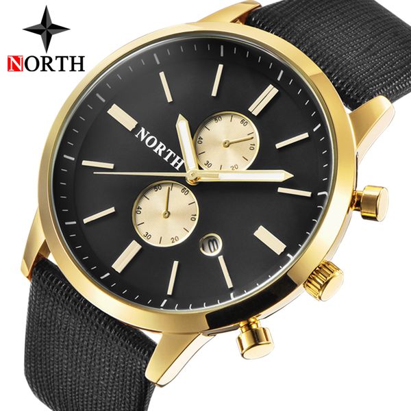 

north watches men leather strap analog quratz watch men casual sport waterproof watches relogio masculino, Slivery;brown