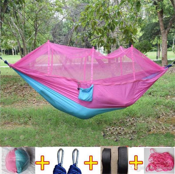 

12 colors 260*140cm portable hammock with mosquito net single-person hammock hanging bed folded into the pouch for travel to798