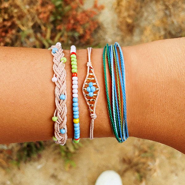 

boho style waterproof string dreaming outloud pack charm bracelet set handmade seedbeads friendship bracelet summer jewelry, Golden;silver