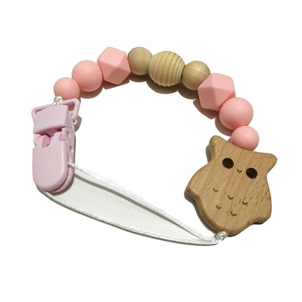 

wood teether bracelet food grade silicone beads beech wooden animal diy jewelry teething toy baby care pacifier chains teether