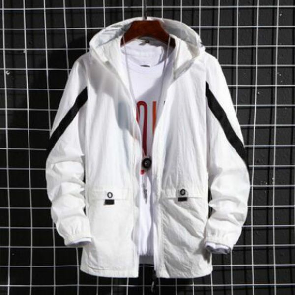 

summer 2020 new hooded jacket loose contrast color matching jacket male japanese streetwear men's sunscreen clothing, Black;brown