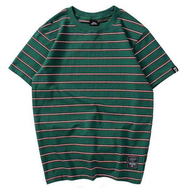

sifan harajuku stripe t shirt men casual t-shirt short sleeve summer hip hop tshirt streetwear casual tees black white green, White;black