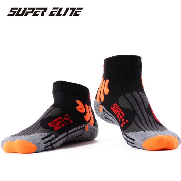 

men outdoor sports basketball running low cut socks men football cycling athletic socks cotton non-slip compression heq507, Black