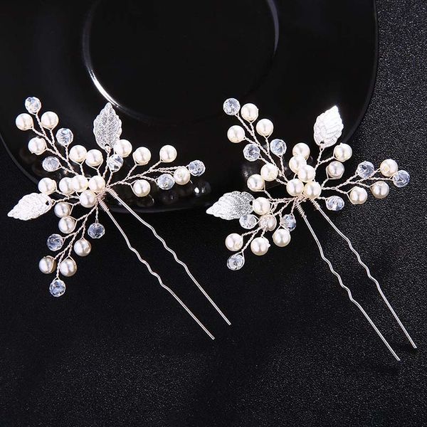 

new design delicate crystal simulated pearls hairpins hair sticks clips bride noiva bridal wedding hair jewelry accessories, Golden;white