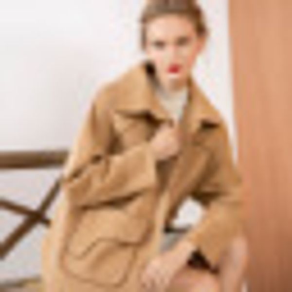 

woolen coat female double-sided cashmere coat female long section 2019 new thickening loose european and american women's tide, Black