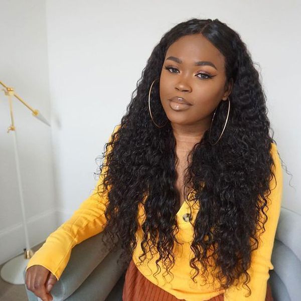 

бразилец глубокая волны фигурного девственные волос человеческих парики 360 полных париков шнурка человеческих волос для черных женщин глубо, Black;brown