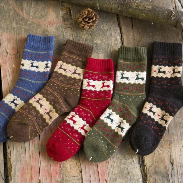 

2019 new autumn port lei ure winter deer thickened ladie rabbit wool ock fa hion joker terry warm towel ock chri tma ock, Black