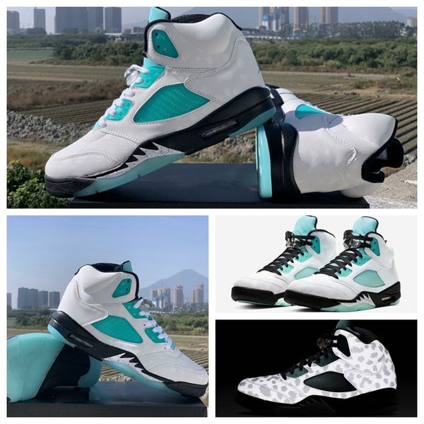 

5 new 2019 snow leopard 5s men basketball shoes mens 3m island green sports trainers athletic sneakers cn2932-100 designer shoes