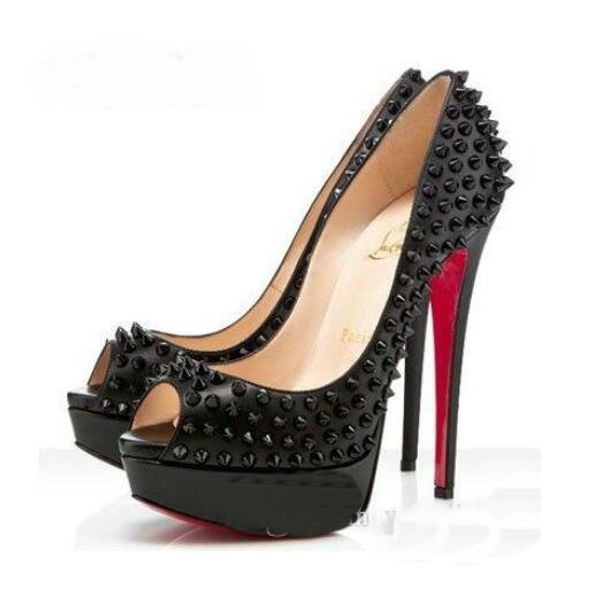 

original logo fa hion rivet fi h mouth luxury de igner red bottom bottom high heel women dre hoe