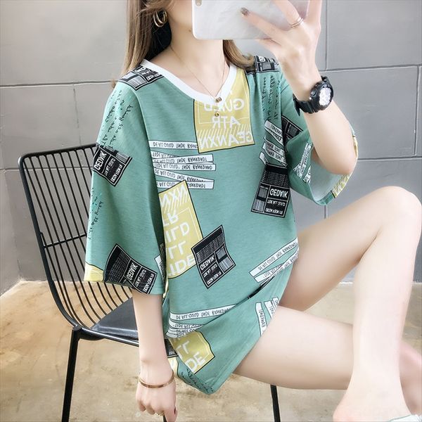 

super t-shirt underpants fire cec short-sleeved t-shirt women's 2020 fashion summer loose mid-length ins half-sleeved tie, White