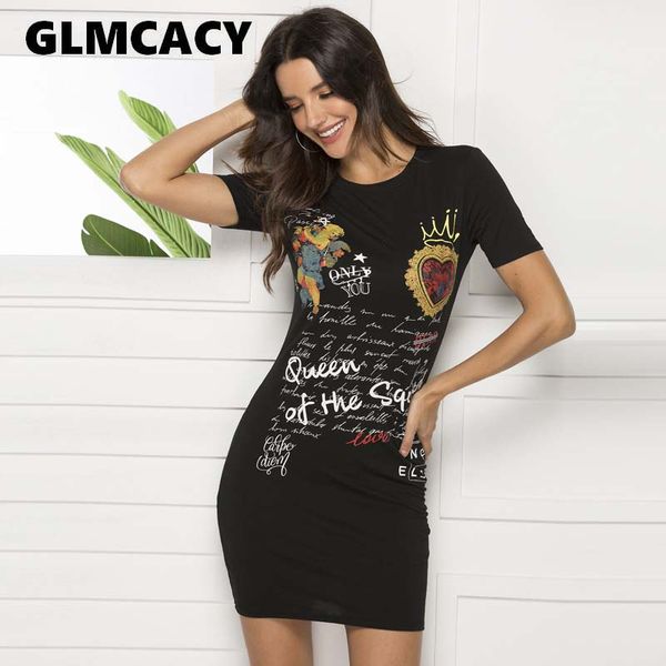 

women summer short sleeve o neck dress casual letter printed dress female daily workwear chic streetwear bodycon, Black;gray