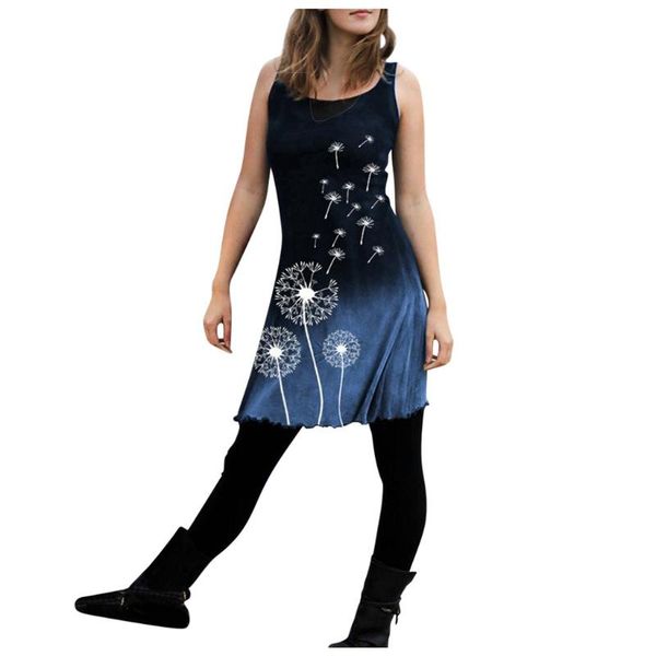 

cover-ups sagace women's summer sundress dress women sleeveless print retro casual o neck daily clothes for beach