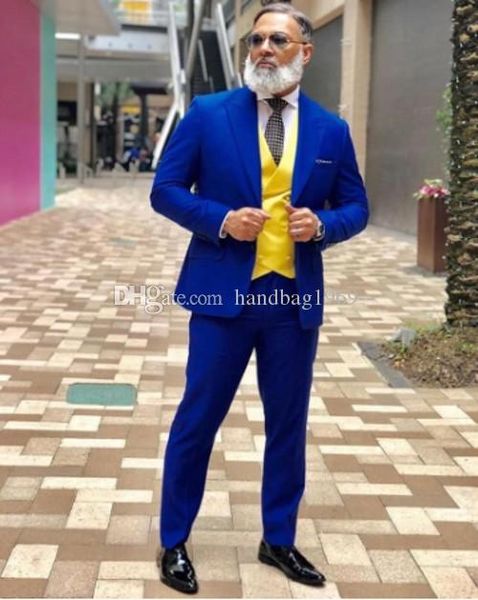 

one button royal blue groom tuxedos peak lapel groomsmen mens suits wedding/prom/dinner blazer (jacket+pants+vest+tie) k515, Black;gray