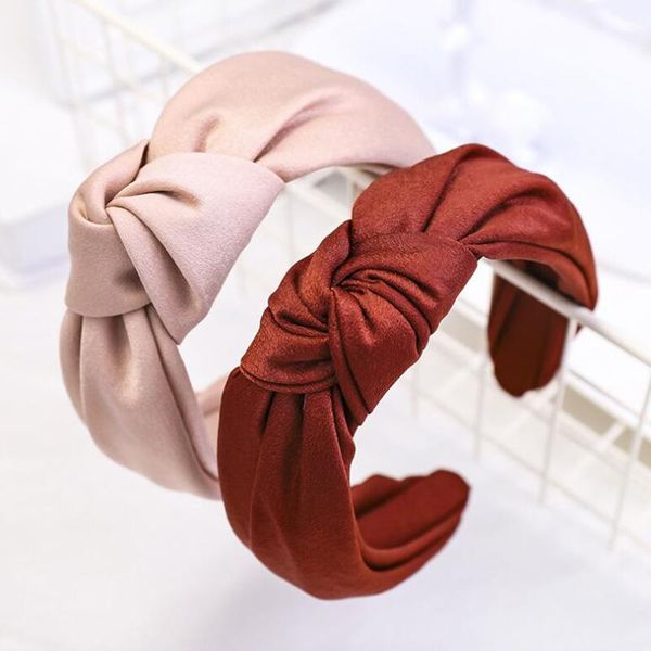 

new classic headband women solid hairband girls center knot vintage turban autumn hair accessories wholesale