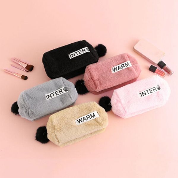 

1pcs cute cartoon plush cosmetic bag soft plush cosmetic makeup bag pouch case organizador
