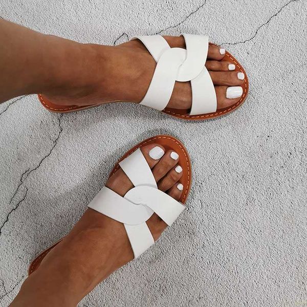 

summer shoes beach slipper fashion leather slippers wild female sandals original outdoor slides white women slippers, Black