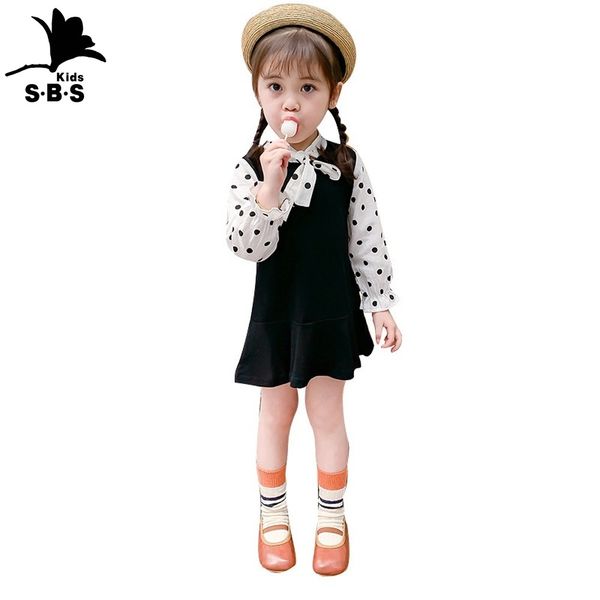 

autumn girl dress children kids dress girls dot long sleeve princess dresses baby girls soft cotton autumn clothes, Red;yellow