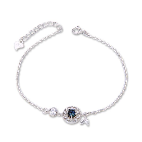 

16 cm wholesale bracelet girl heart star brand silver jewelry s925 sterling silver zircon glazed brand quality female bracelet, Black