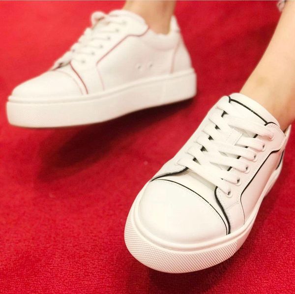 

white rubber red soles flats low cut red bottom men's vieirissima sneakers calfskin leather skateboard round toe walking comfortable sp, Black