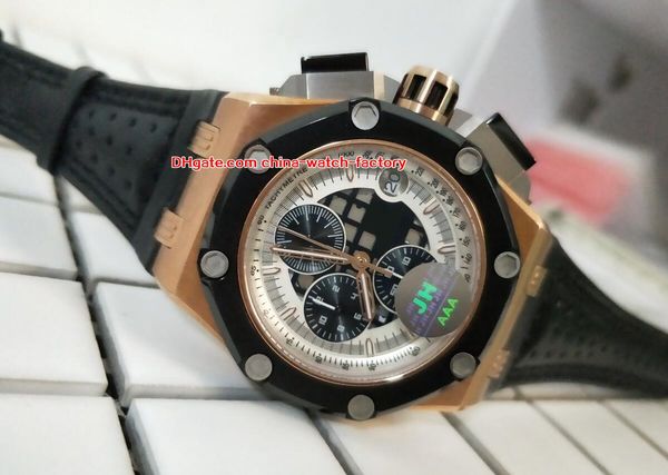 

luxury watch 44mm offshore 26078ro.oo.d002cr.01 18k rose gold leather bands vk quartz chronograph working mens watch watches, Slivery;brown