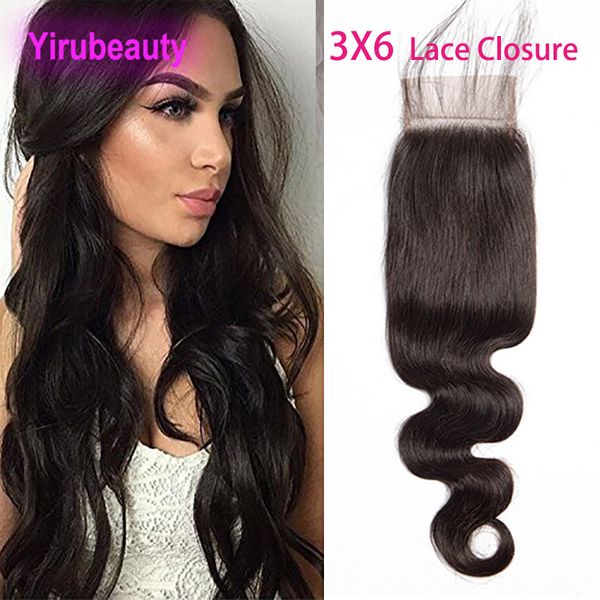 

malaysian human hair closures 3x6 lace closure body wave three by six closure 8-22inch hair products yirubeauty lace closure 3*6, Black;brown