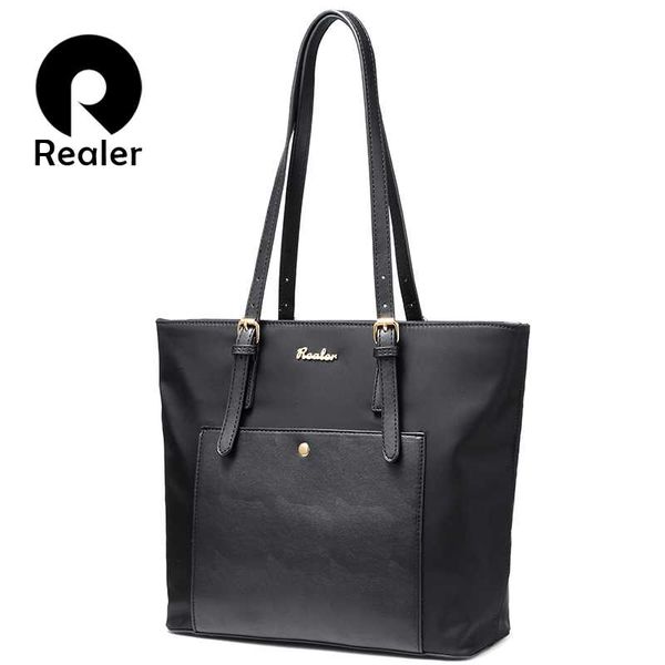 

realer women handbag large oxford tote bag female shoulder bag for women with pockets ladies designer purses black blue
