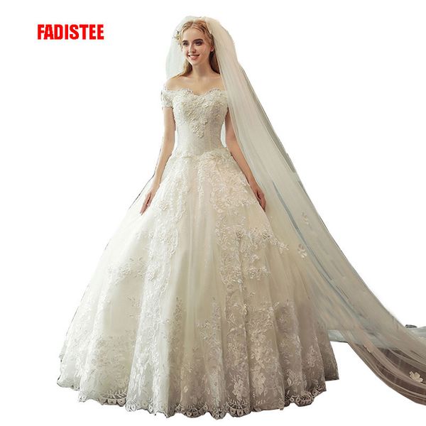 

новое поступление элегантные свадебные платья кружева vestido де феста аппликации бусы жемчуг бесплатная доставка, White