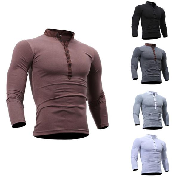 

mens fashion solid long sleeve o-neck t-shirts 2020 new mens casual slim fit henley shirts sweatshirt joggers, White;black