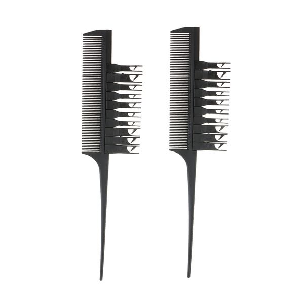 

2 pieces professional sectioning weaving highlighting highlights hair combs set black, Silver