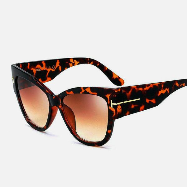 

luxury-toyearn fashion ladies cat eye sunglasses women vintage brand big t frame tom gradient sun glasses female oculos uv400, White;black