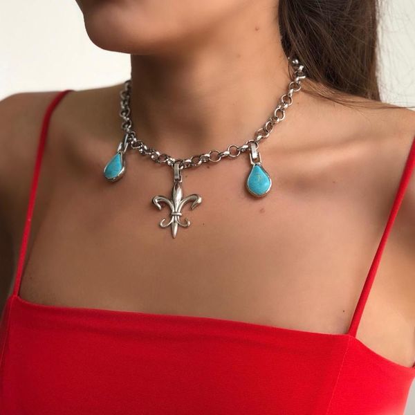 

gulce dereli, lily charm and two natural stone charm necklace, necklace, chain gift box, gold/silver plated