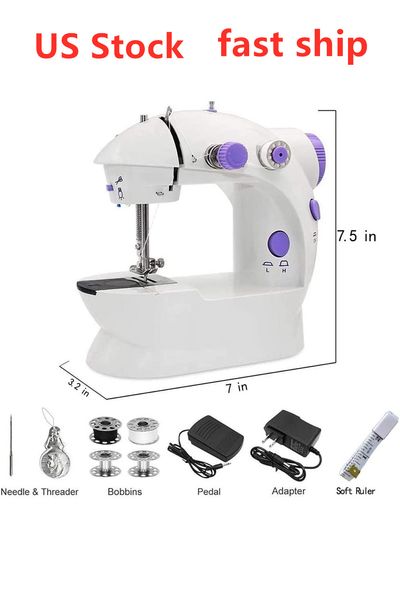 

us stock mini handheld pedal sewing machines craft tools dual speed double thread multifunction electric tread rewind sewing machine fy7043