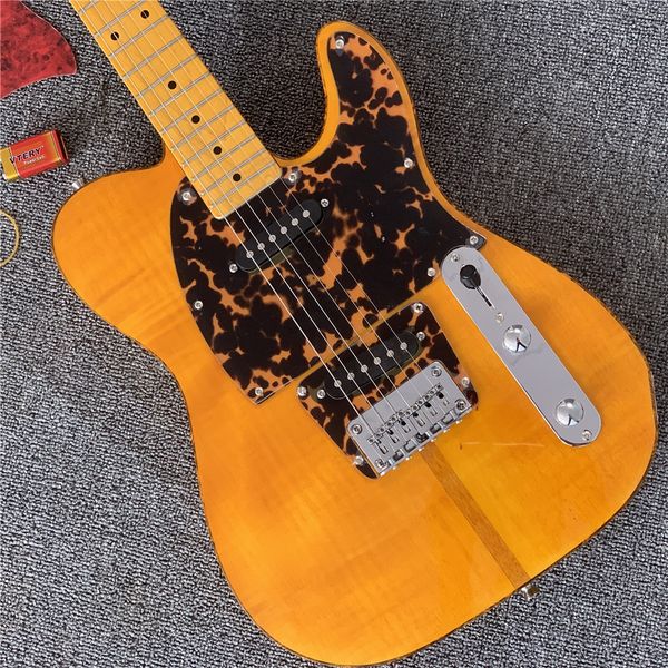 

021mad cat vintage rare electric guitar flame maple yellow finish nicer red turtle pickguard & body binding