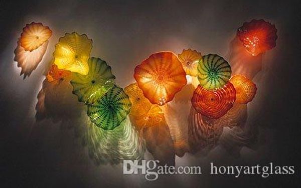 

new colours blown glass modern murano glass art plates hand blown wall decor flower glass plates