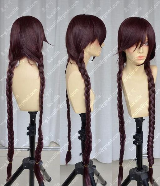 

wig danganronpa fukawa touko purlish brown braided cosplay party wigs