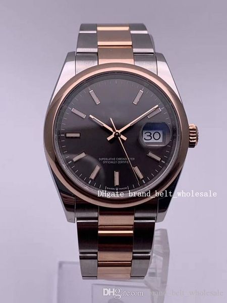 

владелец магазина рекомендует высокое качество унисекс 36 мм 126201 178274 серый циферблат розовый двухцветный золотой ремешок автоматически, Slivery;brown