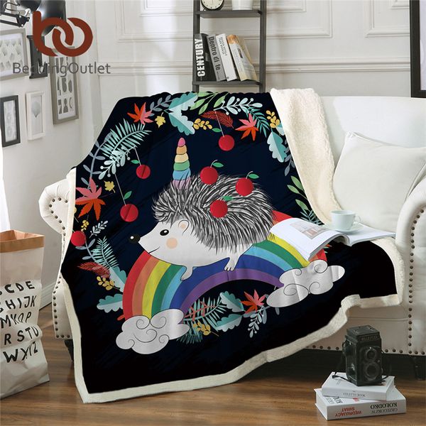 

beddingoutlet hedgehog throw blanket rainbow plush bedspread floral cartoon custom blanket colorful unicorn animal cobertor