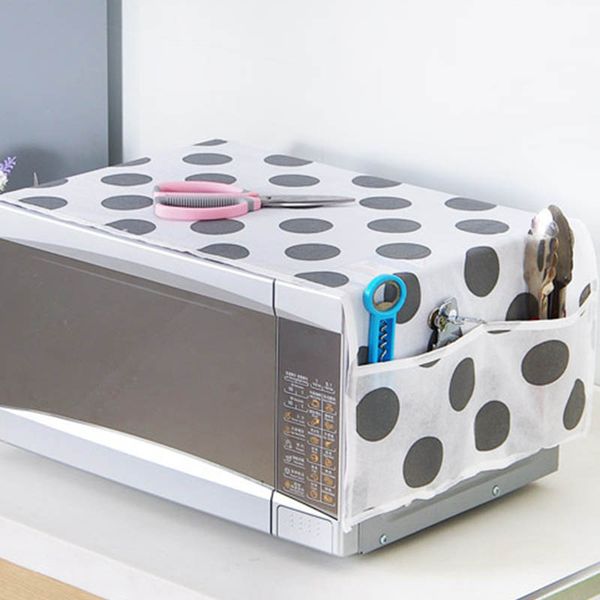 

waterproof 1pcs grease proofing storage bag kitchen accessories double pockets dust covers microwave cover microwave oven hood