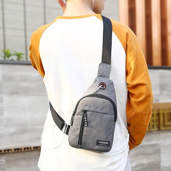 

cross-border for custom canvas shoulder bag men's earphone bag men's chest diagonal package messenger chest new