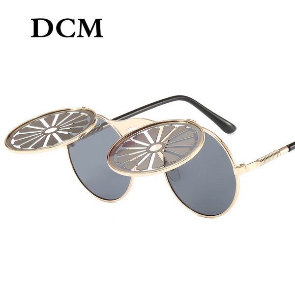 

dcm retro round metal punk steam oversized sunglasses men eyewear glasses vintage goggle steampunk women sun glasses gafas, White;black