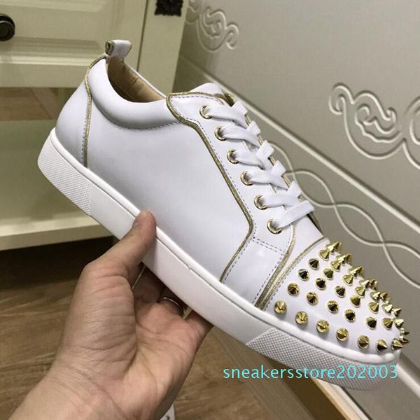 

mens designer shoes designer sneakers low cut spikes flats shoes red bottom for men and women leather sneakers party designer shoes s03, Black