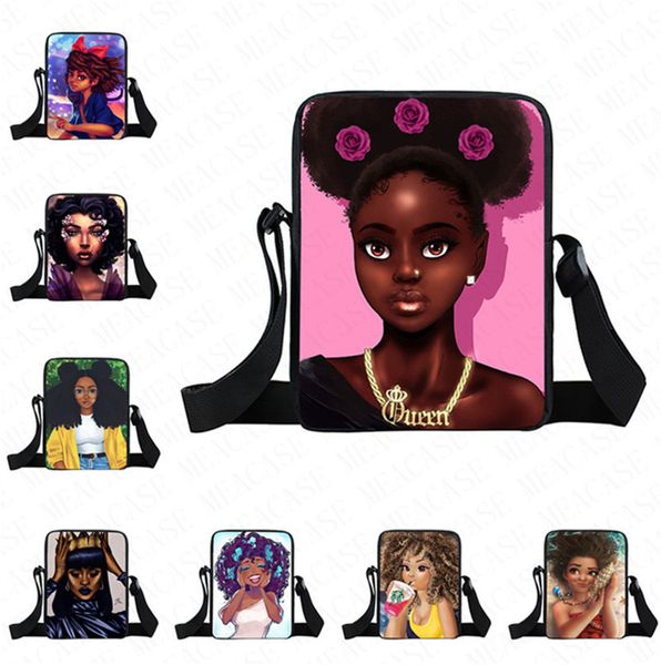 

5pcs/dhl afro girls back packs cartoon fanny pack purse crossbody bags kids children students one-shoulder messenger bag sport tote d8505