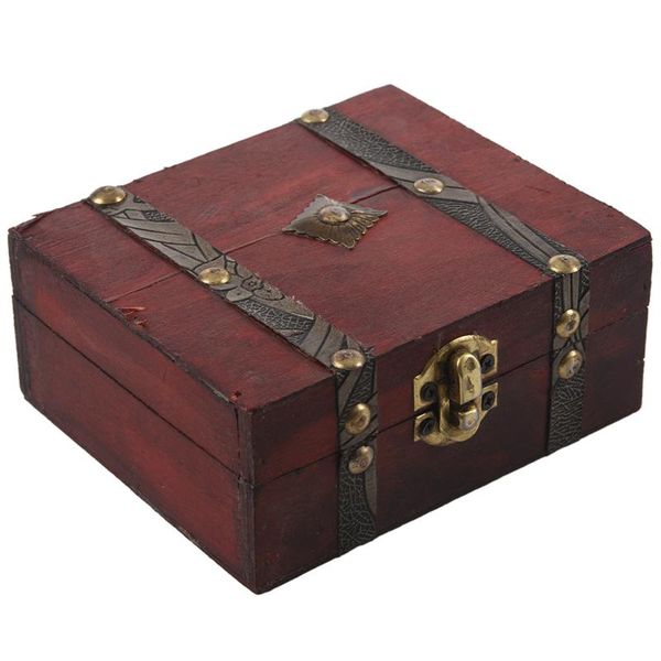 

wooden vintage lock treasure chest jewelery storage box case organiser ring gift