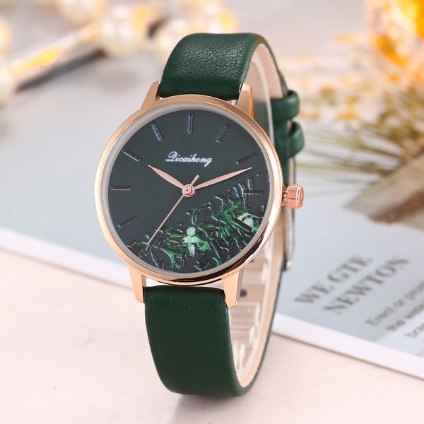 

women fashion leather band analog quartz round wrist ladies women wrist watches dress watch gifts party decoration rose go, Slivery;brown
