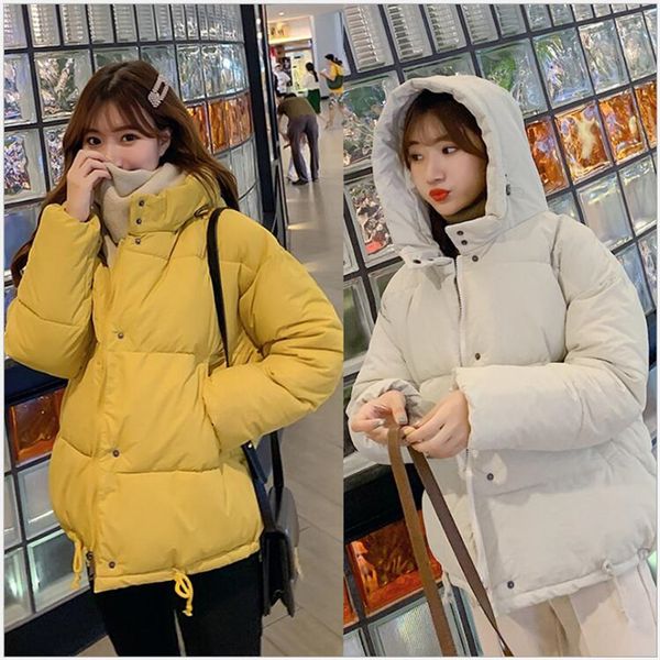 

new warm winter jacket women hooded cotton padded winter coat women parkas solid female coats bread jacket student r228, Tan;black