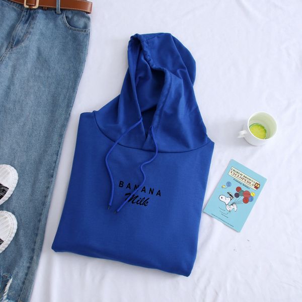 

banana milk printed hoodies men women high casual pullover hooded contrast color streetwear sweatshirts hip hop male, Black