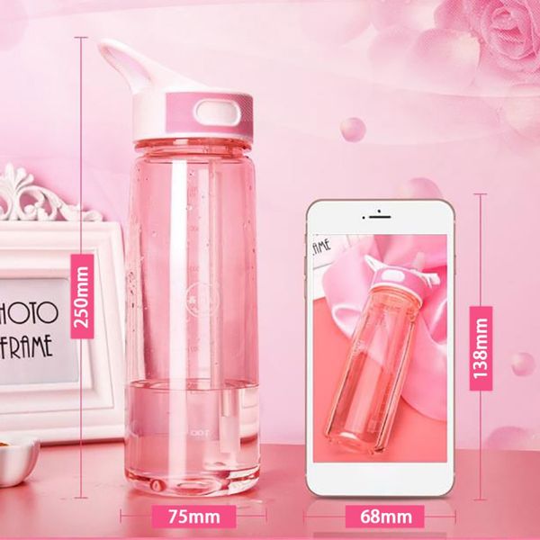 

portable leak-proof water bottle tour drinking plastic water bottles with straw handle outdoor bicycle sport new