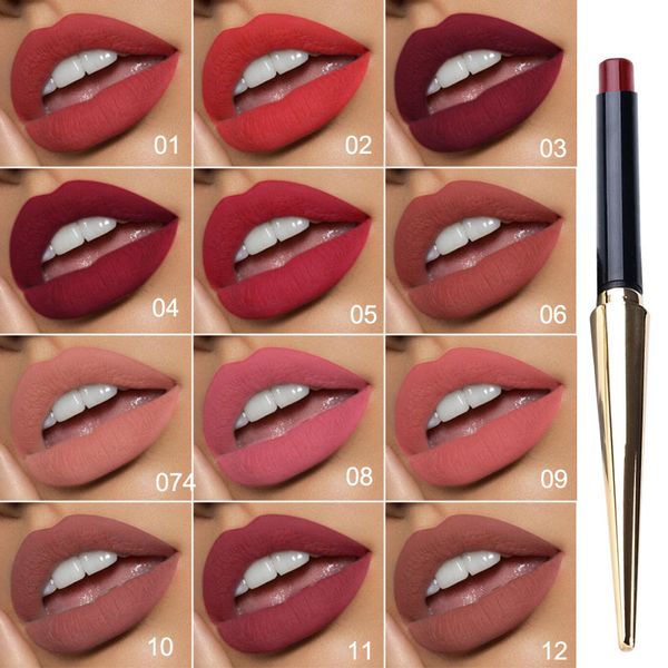 

12 color matte waterproof lip red long lasting makeup lipstick pencil beauty lip makeup cosmetics nude dark lips liner d40